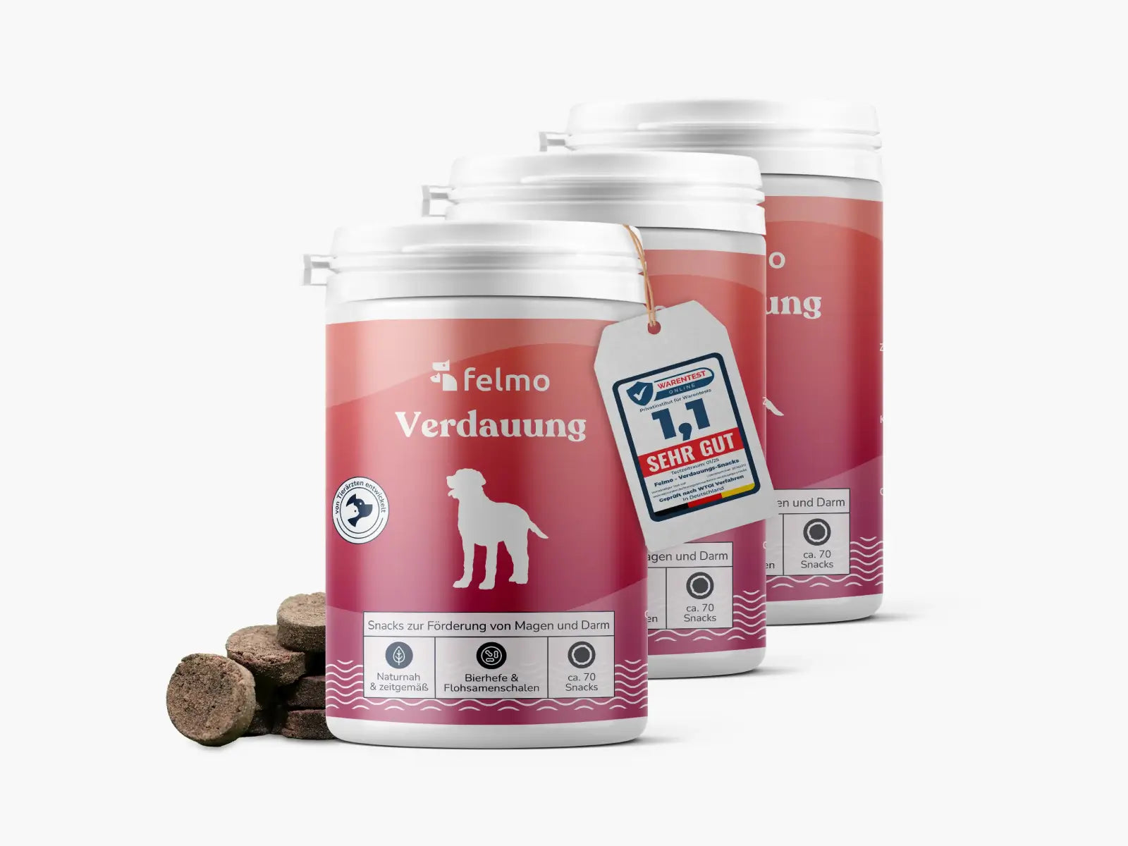 3 x felmo Verdauungs-Snacks (180g) - für Hunde