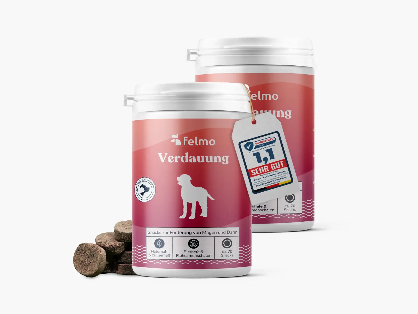 2x felmo Verdauungs-Snacks für Hunde 180g