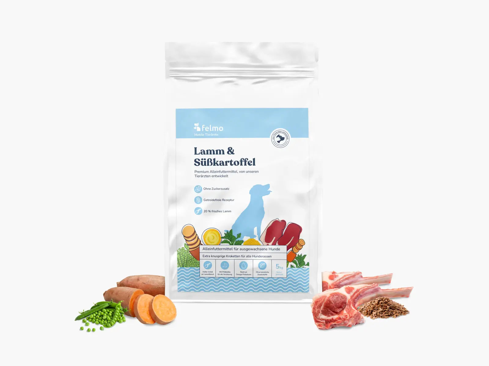 Trockenfutter mit Lamm & Süßkartoffel für Hunde (5kg)