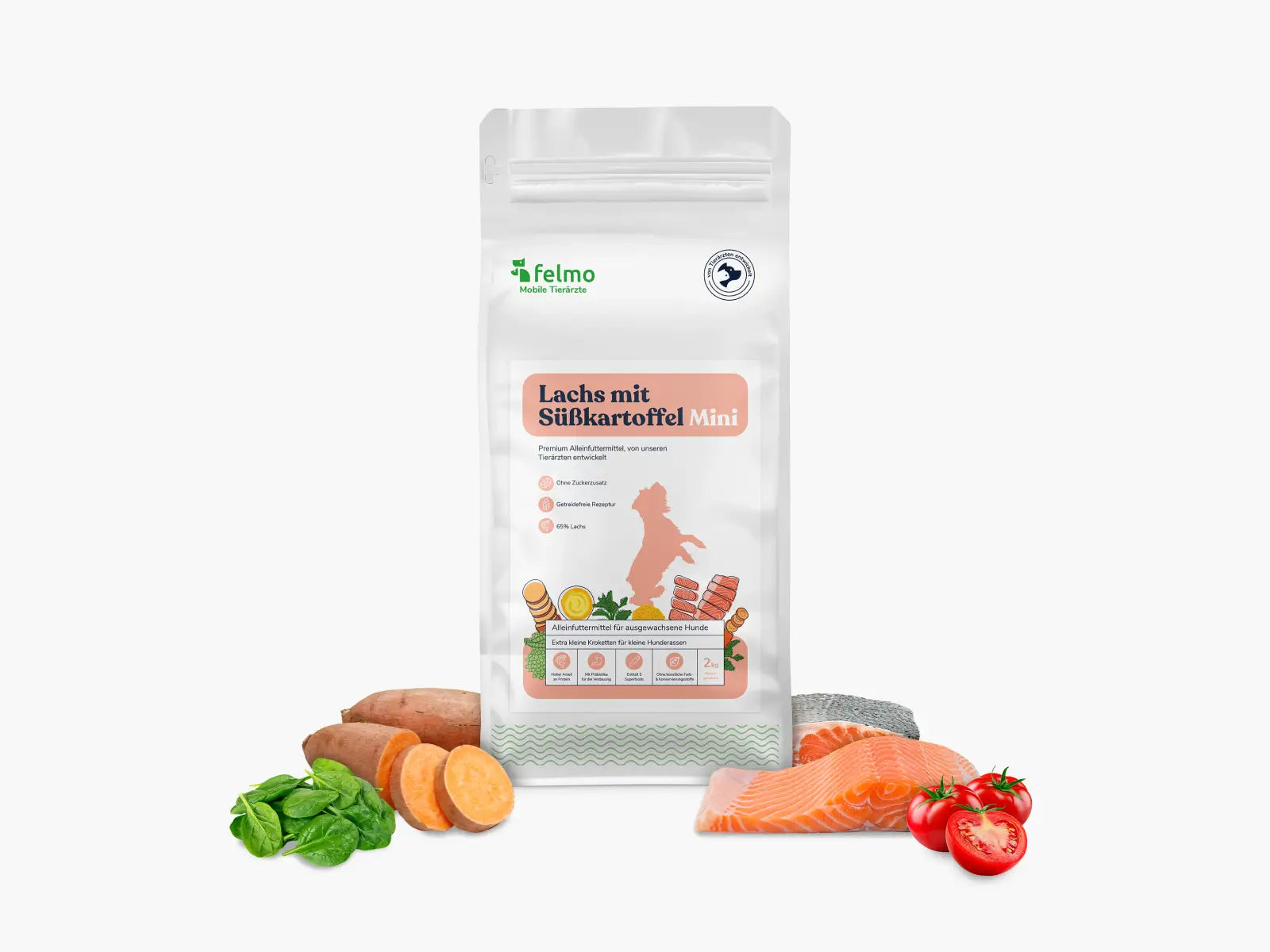 Trockenfutter mit Lachs & Süßkartoffel für kleine Hunde (2kg)