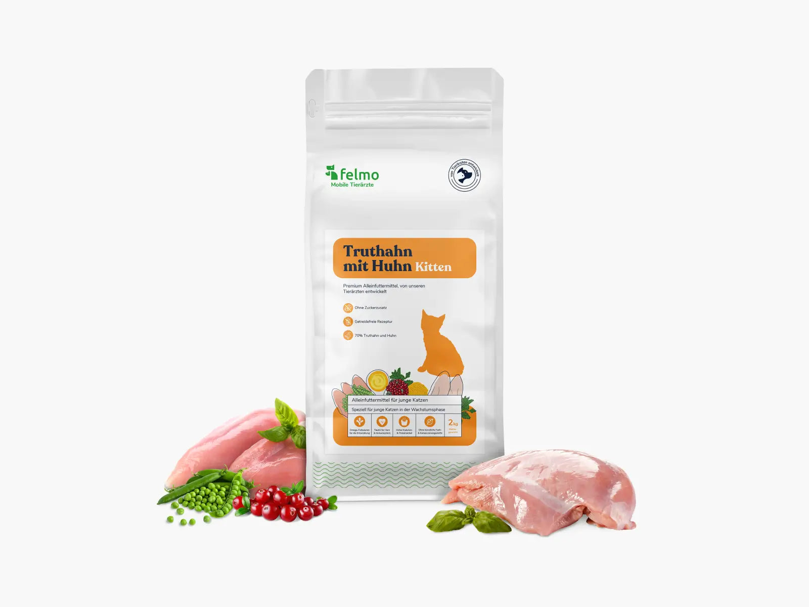 Trockenfutter mit Truthahn & Huhn für Kitten (2kg)